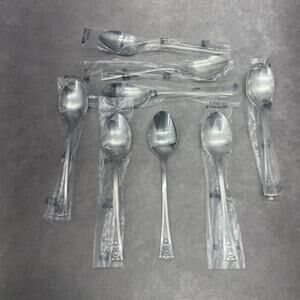 NOS Northland Stainless Korea Pasadena Rose Set of 8 Tea Spoons MCM Flatware